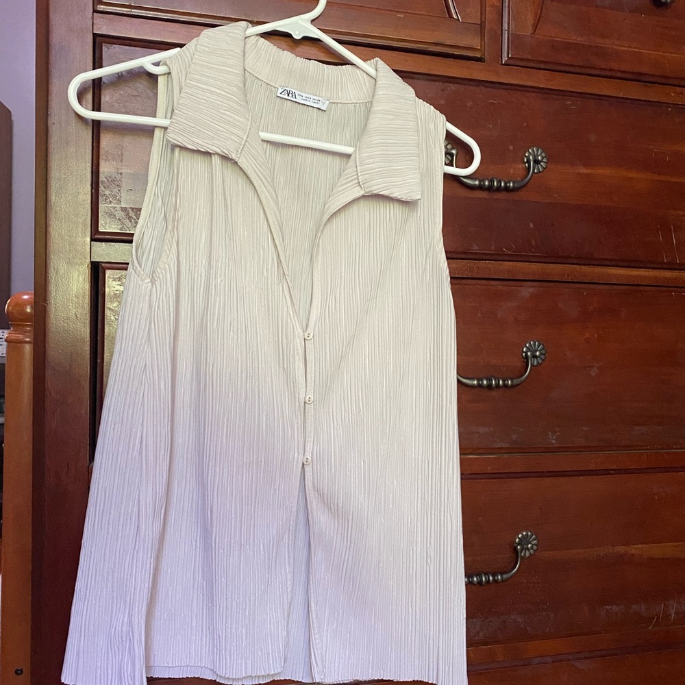 Zara Light Grey Sleeveless Blouse